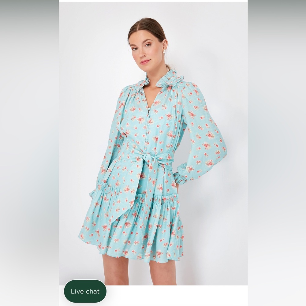 Hunter Bell Blue Ikat Flower Blakely Dress